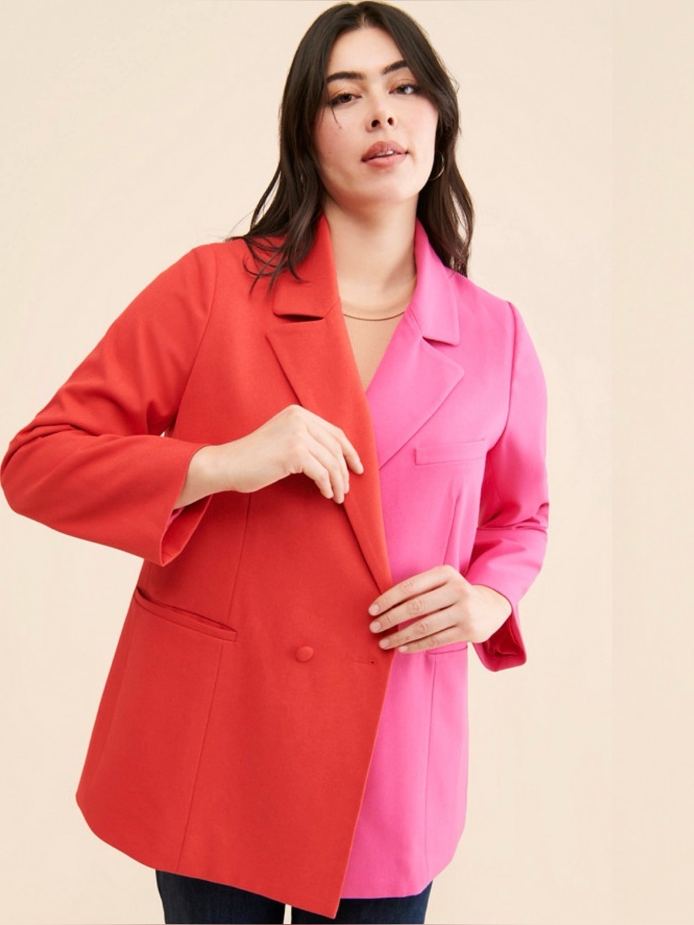 Hutch Valentine Colorblock Blazer Red Pink Size 1X